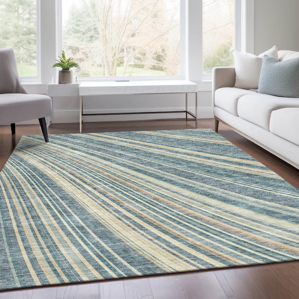 Premium Machine Washable Mayfield AMF981 Sky 10' x 14' Rug. Picture 6