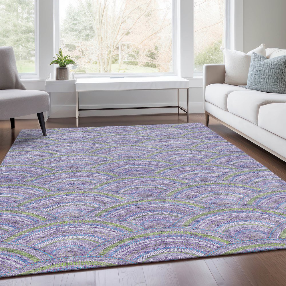 Premium Machine Washable Mayfield AMF984 Lavender 10' x 14' Rug. Picture 6