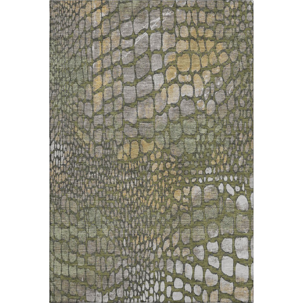 Premium Machine Washable Mayfield AMF988 Olive 10' x 14' Rug. Picture 1