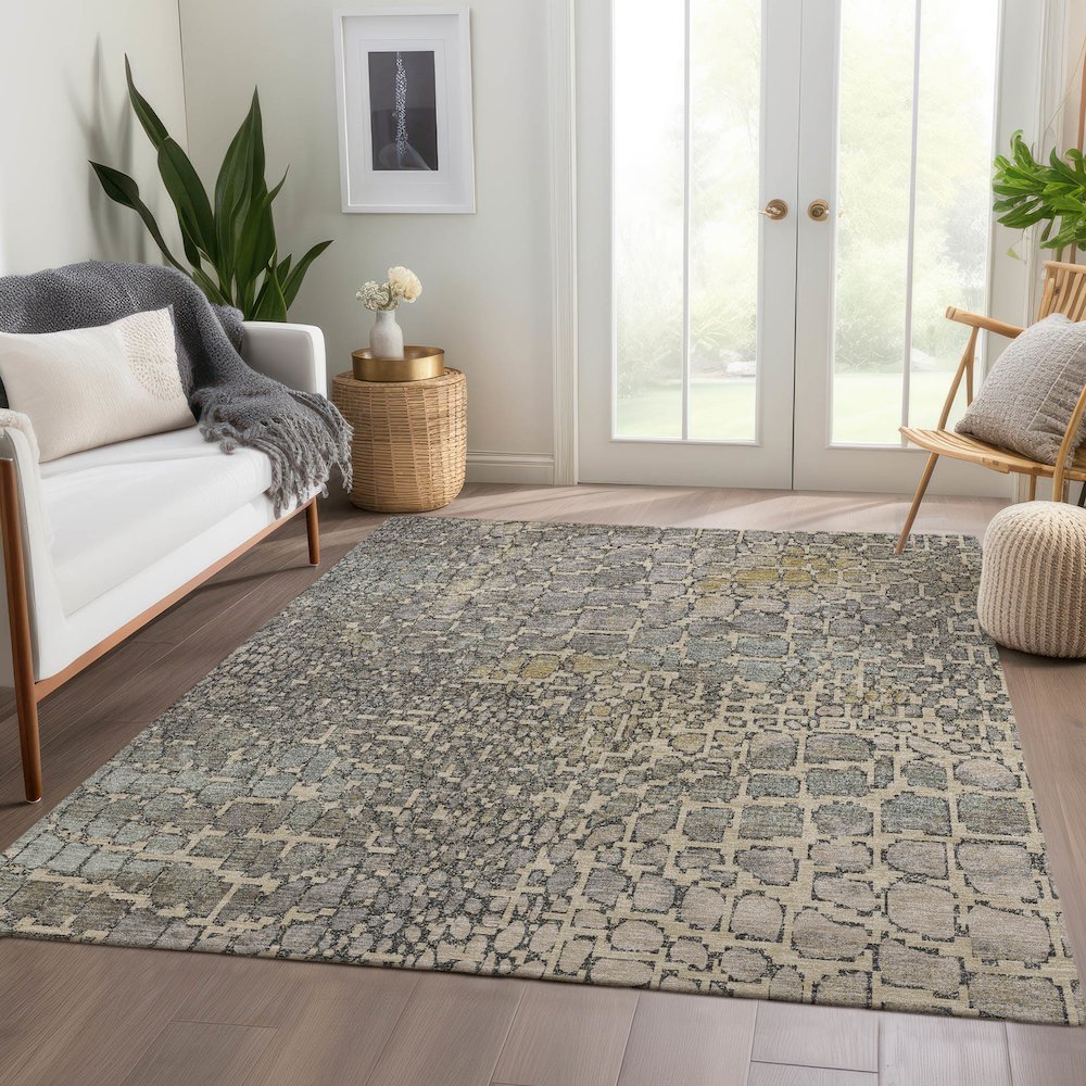 Premium Machine Washable Mayfield AMF988 Putty 10' x 14' Rug. Picture 6