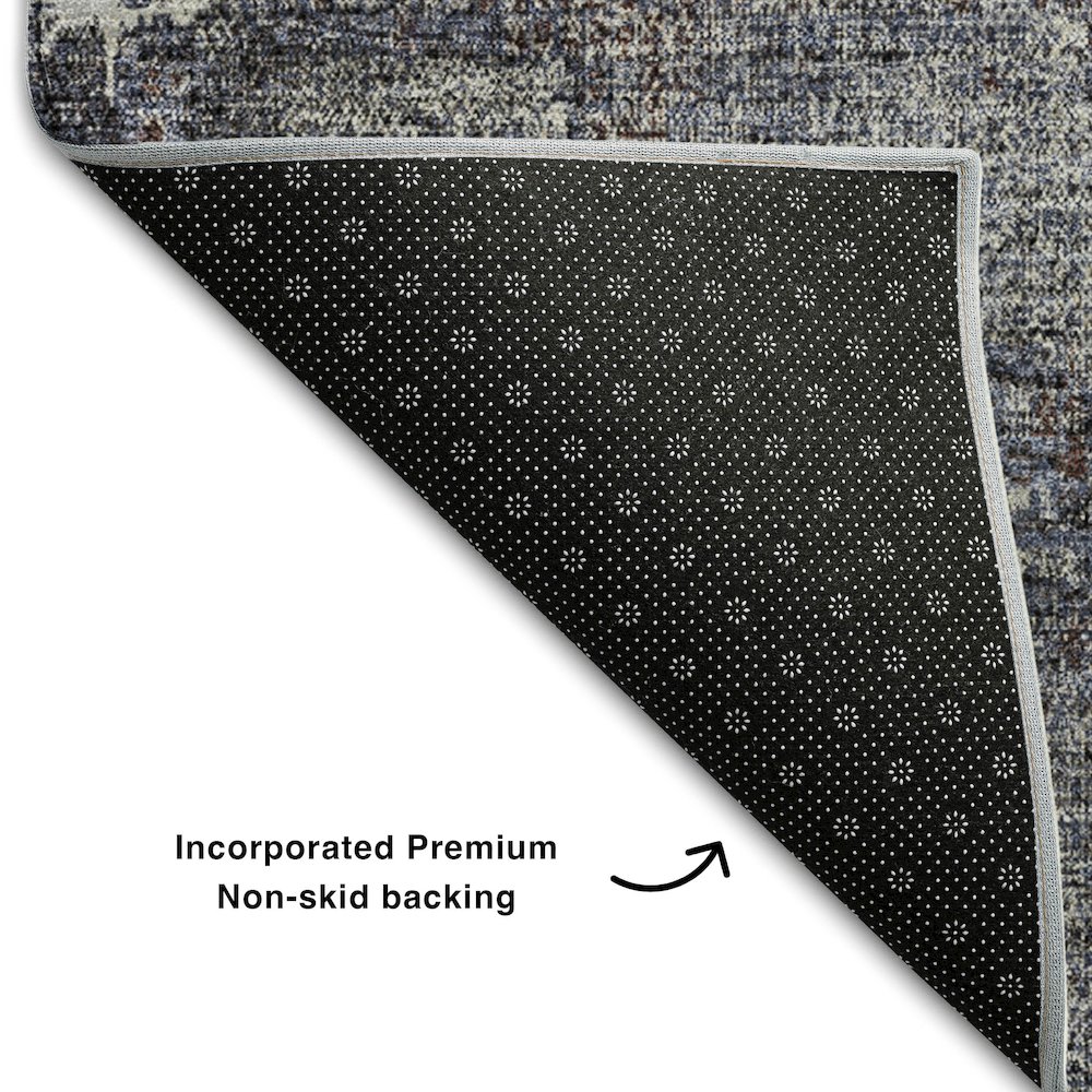 Premium Machine Washable Mayfield AMF989 Charcoal 8' x 8' Round Rug. Picture 2