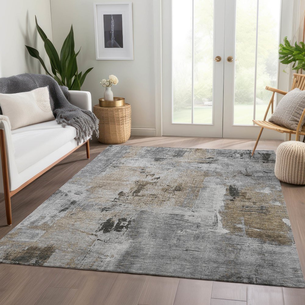 Premium Machine Washable Mayfield AMF989 Gray 10' x 14' Rug. Picture 6
