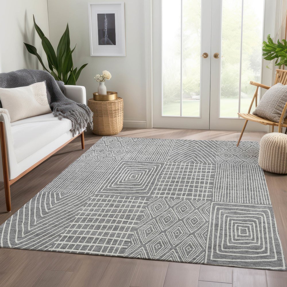 Premium Machine Washable Mayfield AMF990 Gray 10' x 14' Rug. Picture 6