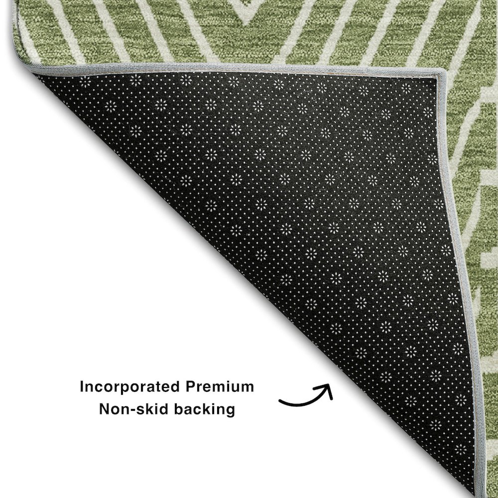 Premium Machine Washable Mayfield AMF990 Green 8' x 8' Round Rug. Picture 2
