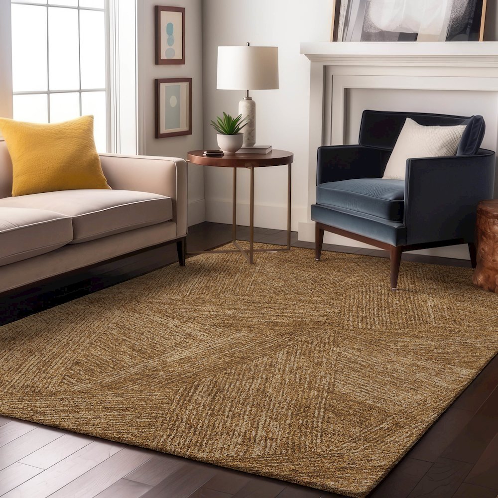 Premium Machine Washable Mayfield AMF991 Gold 10' x 14' Rug. Picture 5
