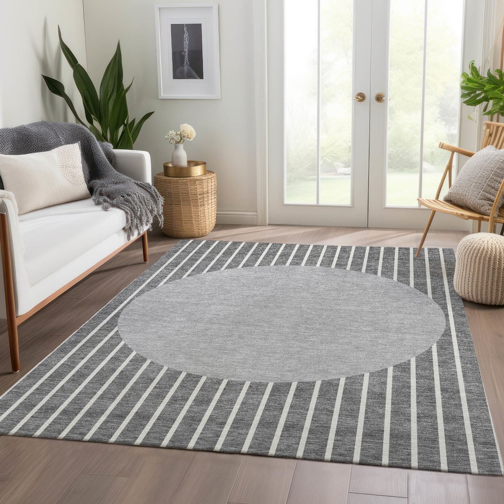Premium Machine Washable Mayfield AMF994 Gray 10' x 14' Rug. Picture 6