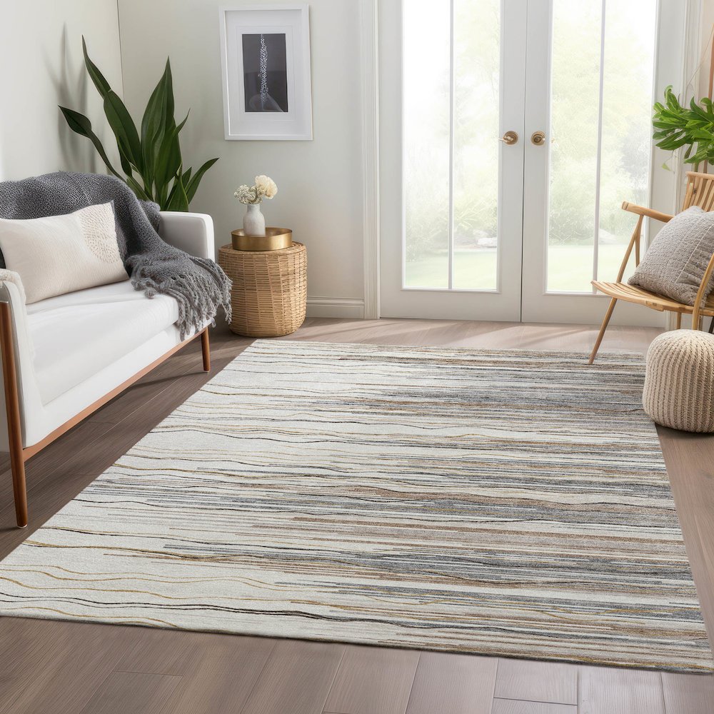 Premium Machine Washable Mayfield AMF996 Ivory 10' x 14' Rug. Picture 6