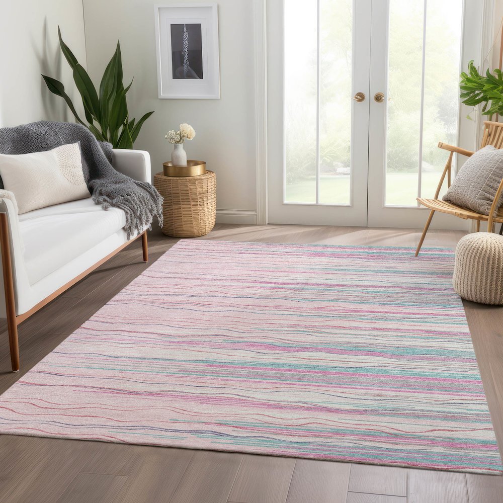Premium Machine Washable Mayfield AMF996 Pink 10' x 14' Rug. Picture 6