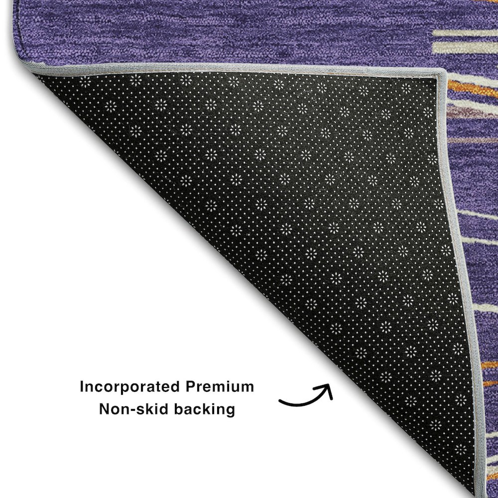 Premium Machine Washable Mayfield AMF996 Purple 8' x 8' Round Rug. Picture 2