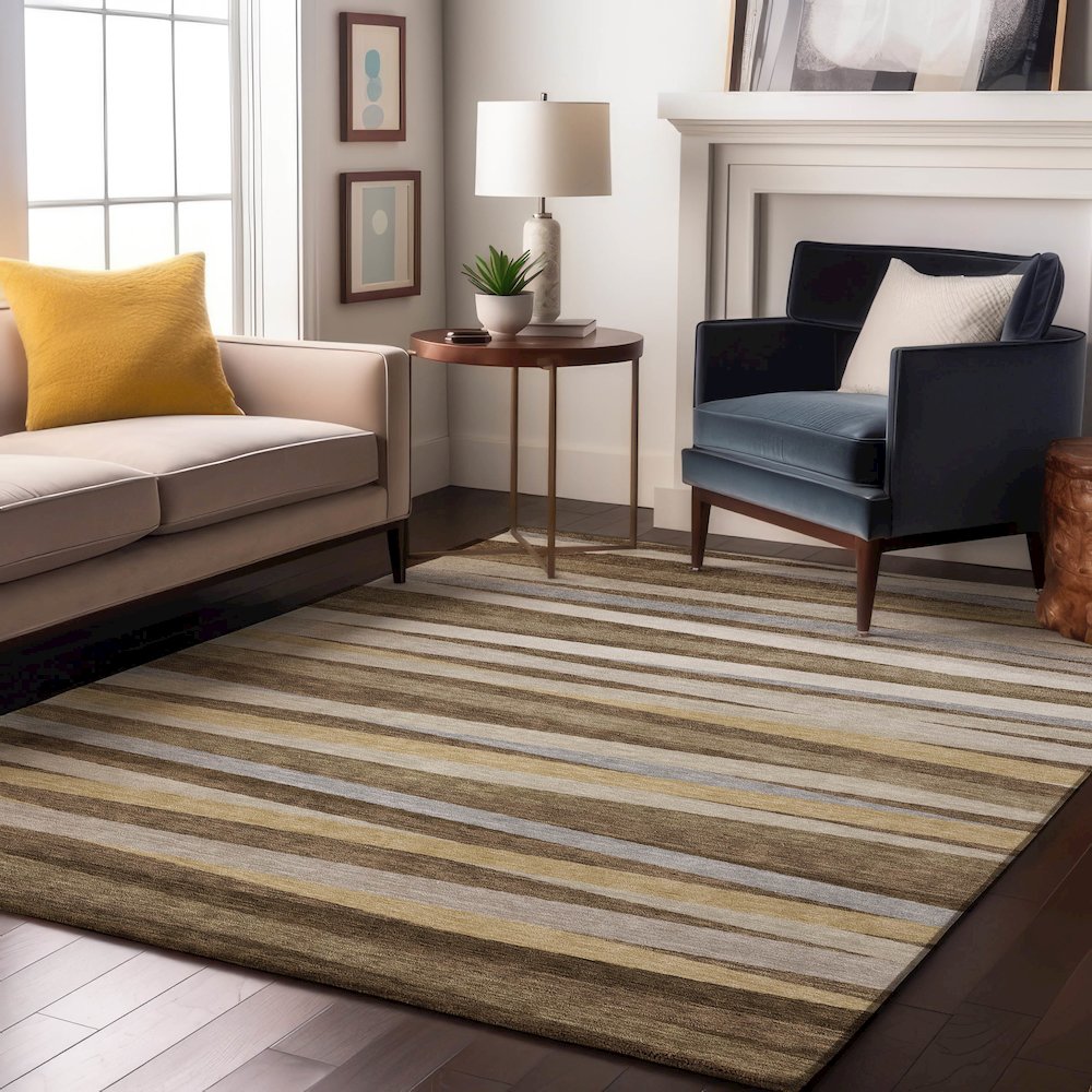 Premium Machine Washable Mayfield AMF997 Brown 10' x 14' Rug. Picture 5