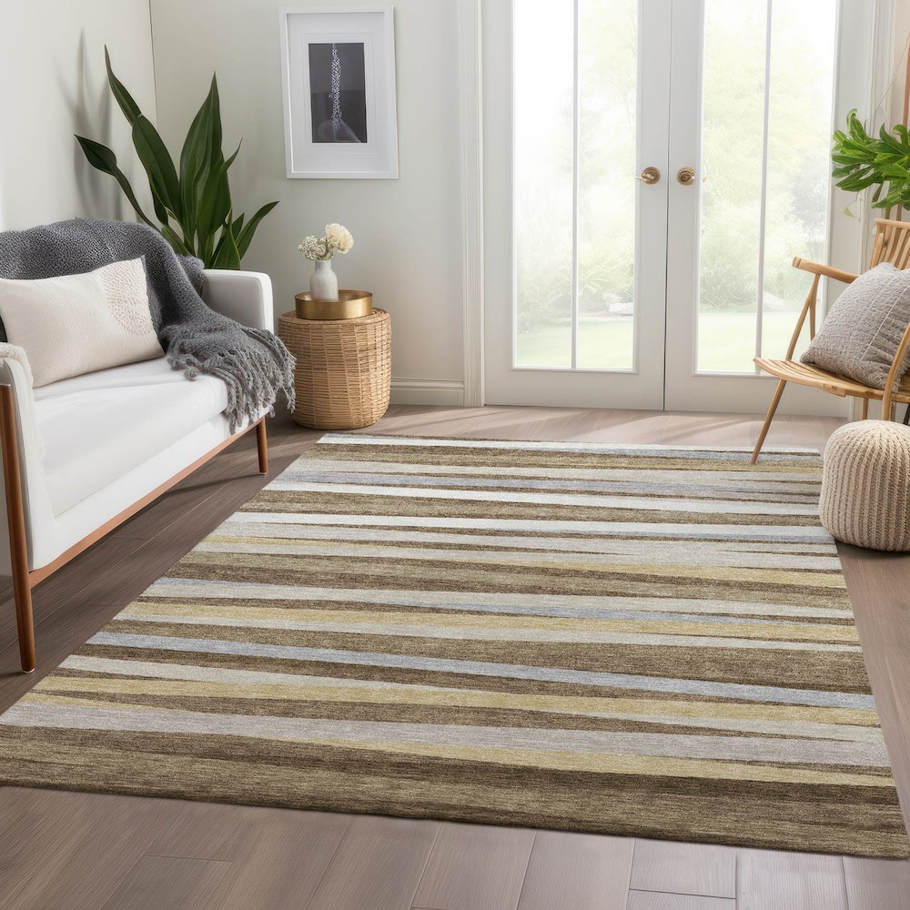 Premium Machine Washable Mayfield AMF997 Brown 10' x 14' Rug. Picture 6
