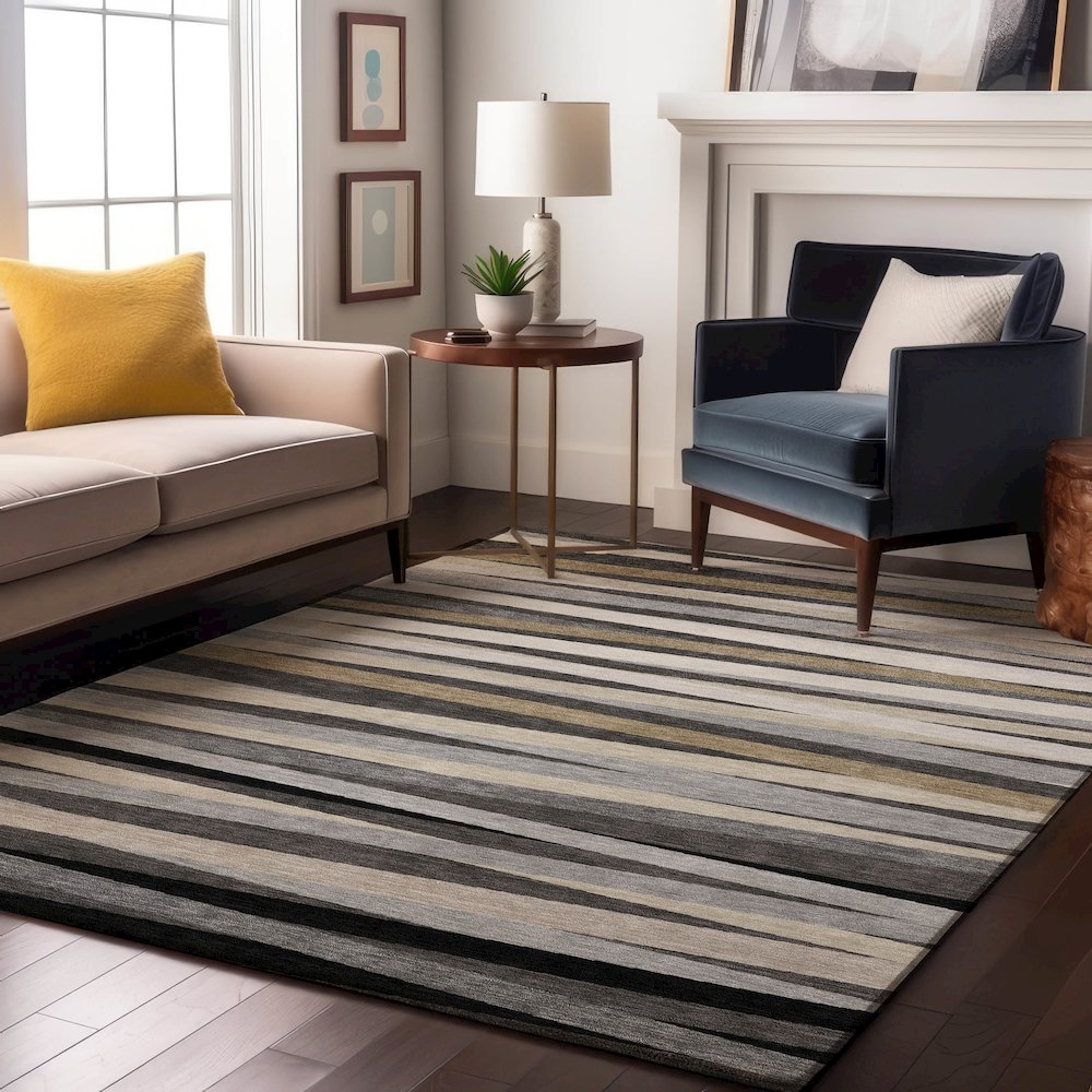 Premium Machine Washable Mayfield AMF997 Gray 10' x 14' Rug. Picture 5
