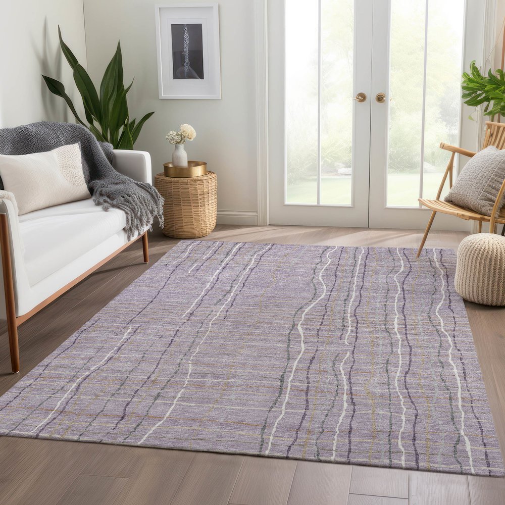 Premium Machine Washable Mayfield AMF998 Lavender 10' x 14' Rug. Picture 6