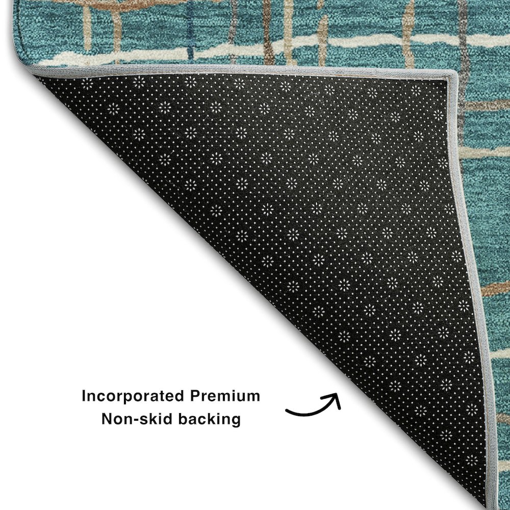 Premium Machine Washable Mayfield AMF998 Teal 8' x 8' Round Rug. Picture 2