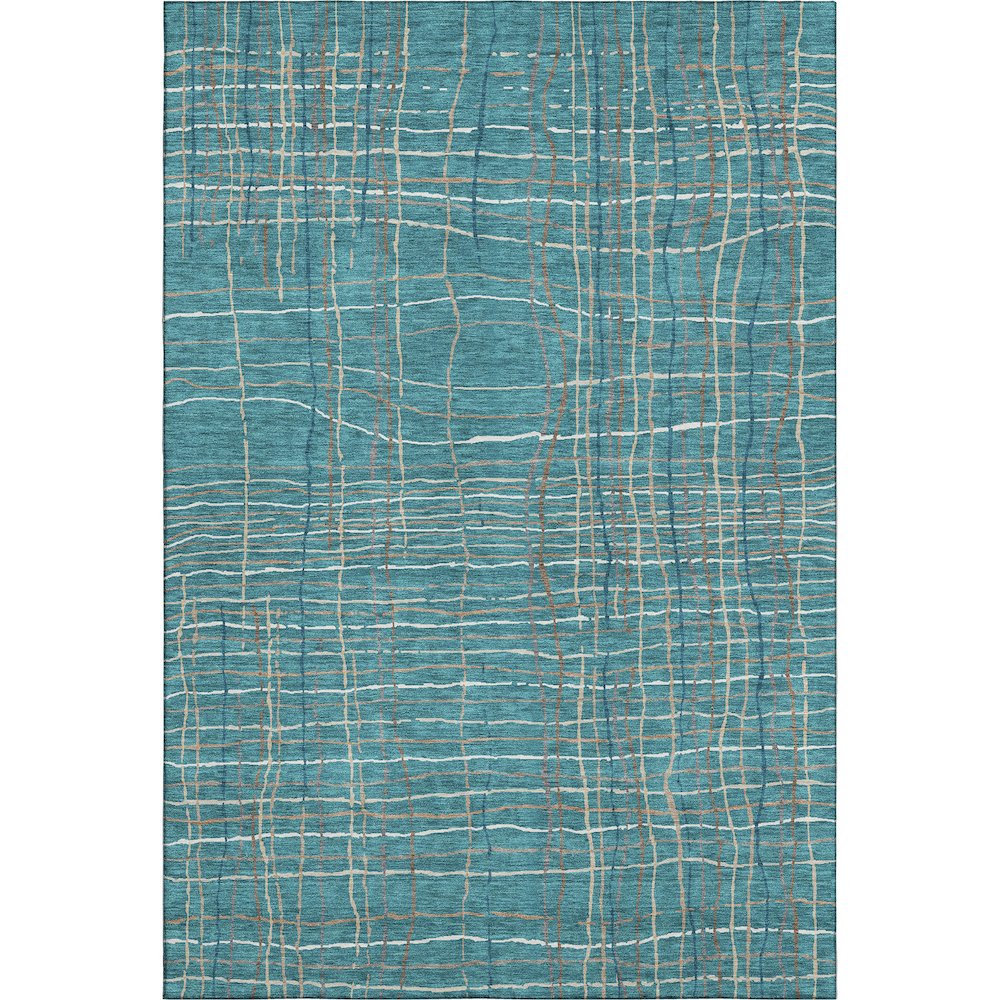Premium Machine Washable Mayfield AMF998 Teal 10' x 14' Rug. Picture 1
