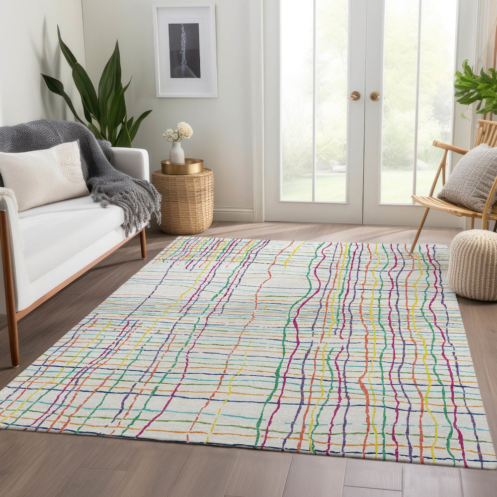 Premium Machine Washable Mayfield AMF998 White 10' x 14' Rug. Picture 6