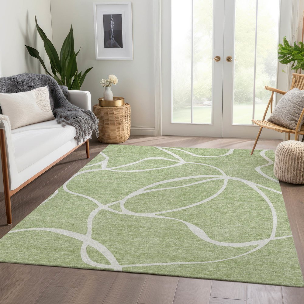 Premium Machine Washable Mayfield AMF999 Aloe 10' x 14' Rug. Picture 6