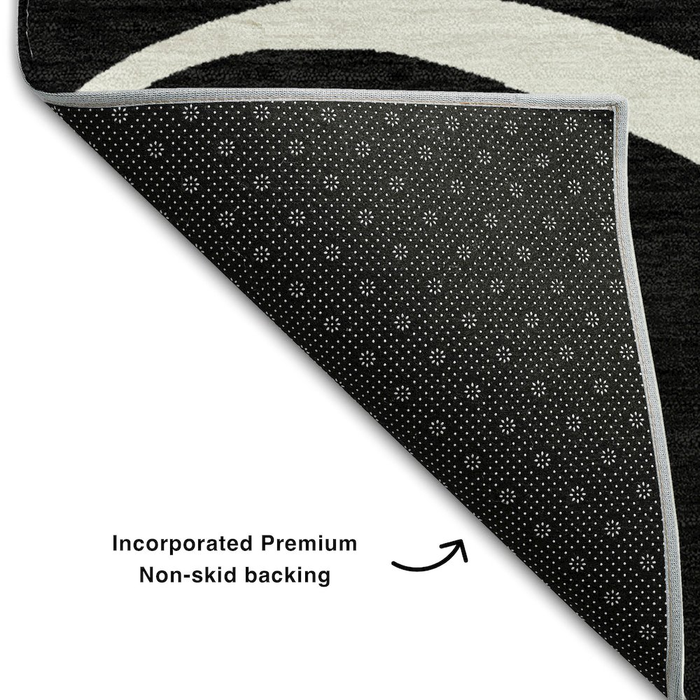 Premium Machine Washable Mayfield AMF999 Black 8' x 8' Round Rug. Picture 2