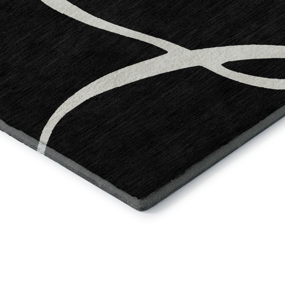 Premium Machine Washable Mayfield AMF999 Black 8' x 8' Round Rug. Picture 3