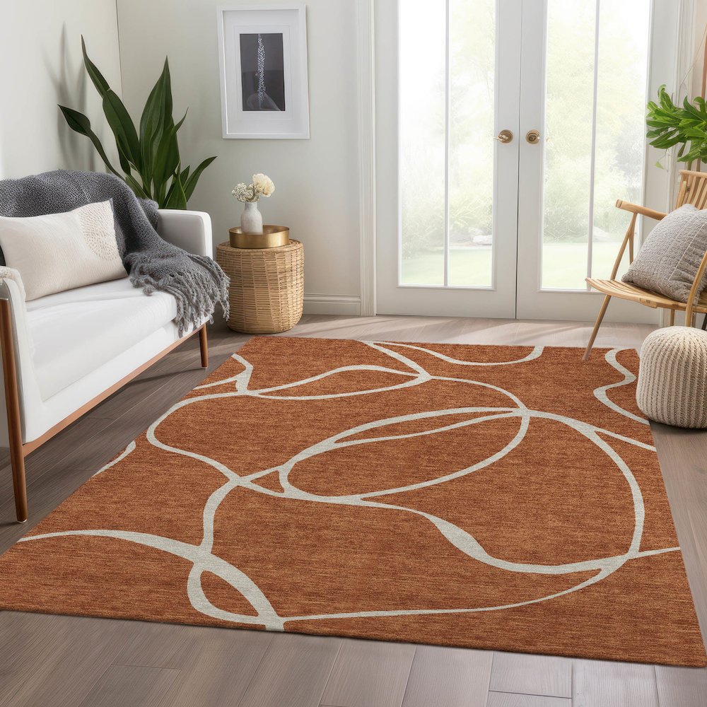 Premium Machine Washable Mayfield AMF999 Paprika 10' x 14' Rug. Picture 6