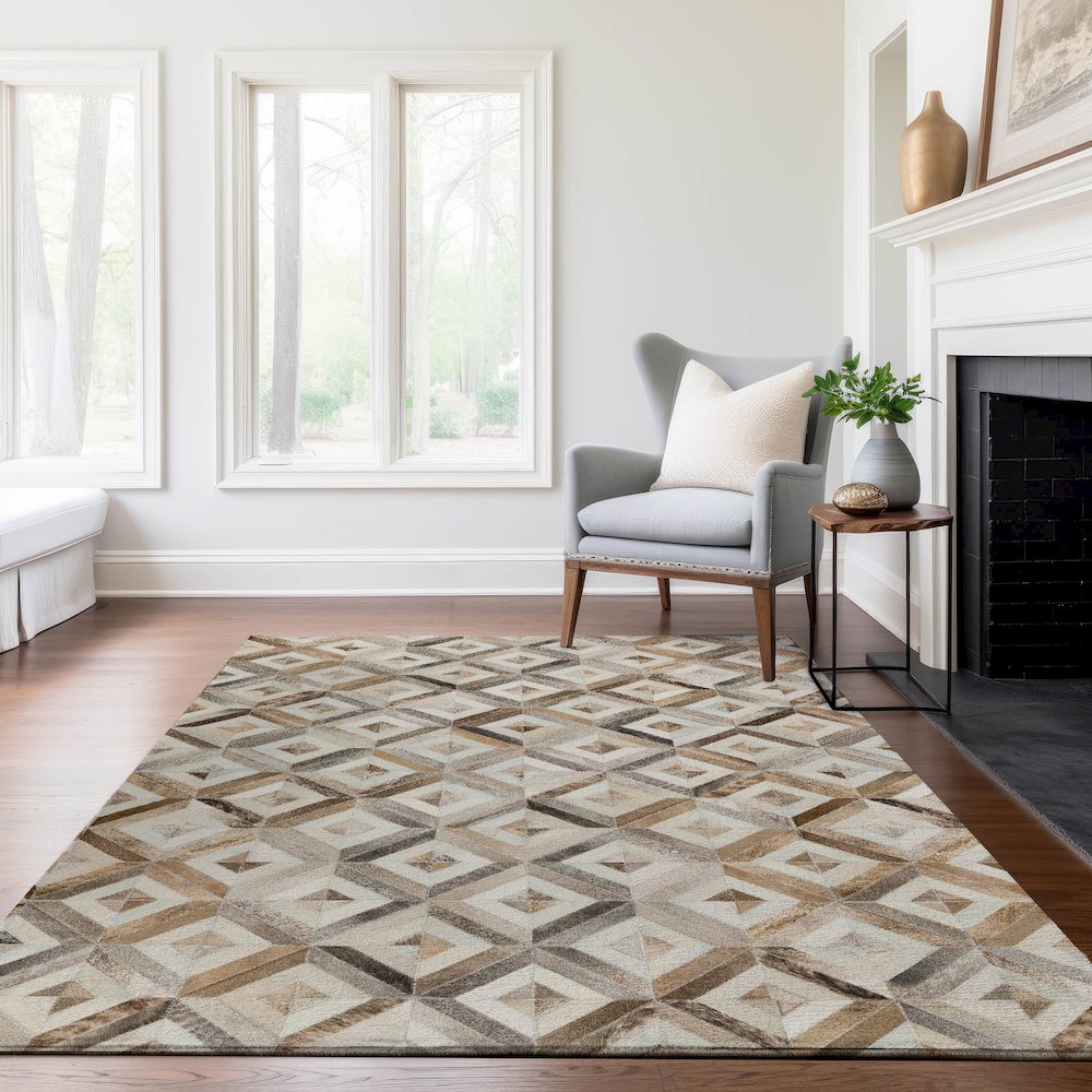 Luxury Washable Indoor/Outdoor Bozeman Gray 10' x 14' Rug. Picture 6