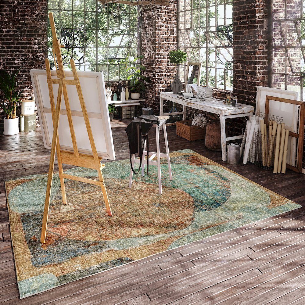 Luxury Washable Boca Teal 10' x 14' Rug. Picture 5