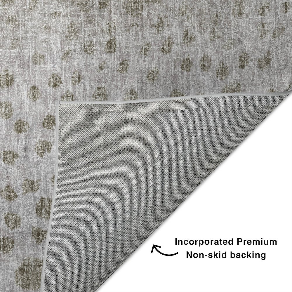Luxury Washable Boca Taupe 8' x 8' Round Rug. Picture 4