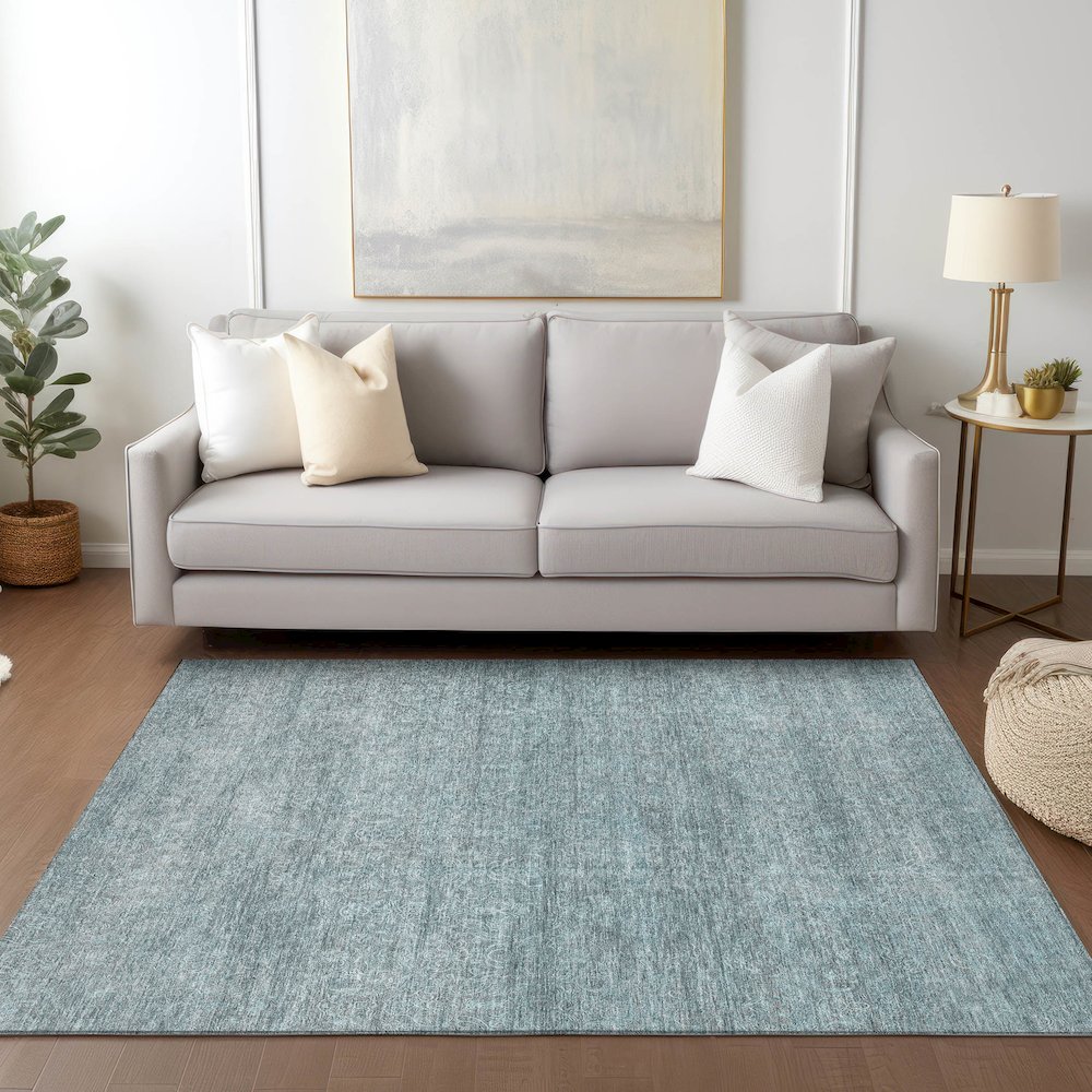 Luxury Washable Indoor/Outdoor Burano Seafoam 10' x 14' Rug. Picture 5