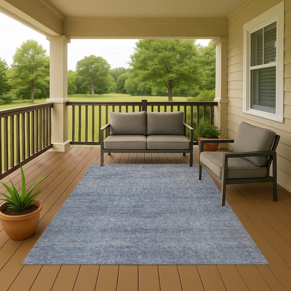 Luxury Washable Indoor/Outdoor Burano Sky 10' x 14' Rug. Picture 6