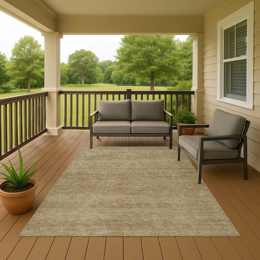 Luxury Washable Indoor/Outdoor Burano Wheat 10' x 14' Rug. Picture 6