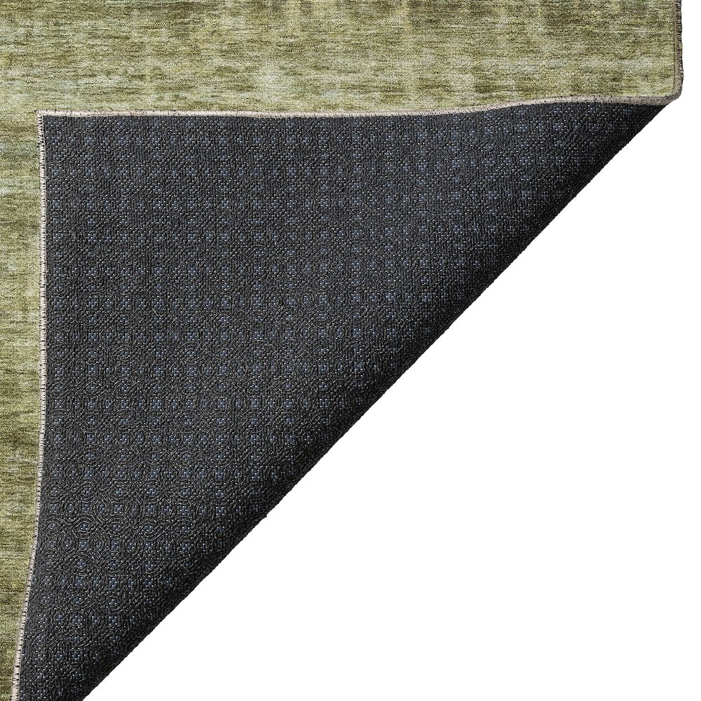 Luxury Washable Indoor/Outdoor Burano Olive 8' x 8' Round Rug. Picture 4