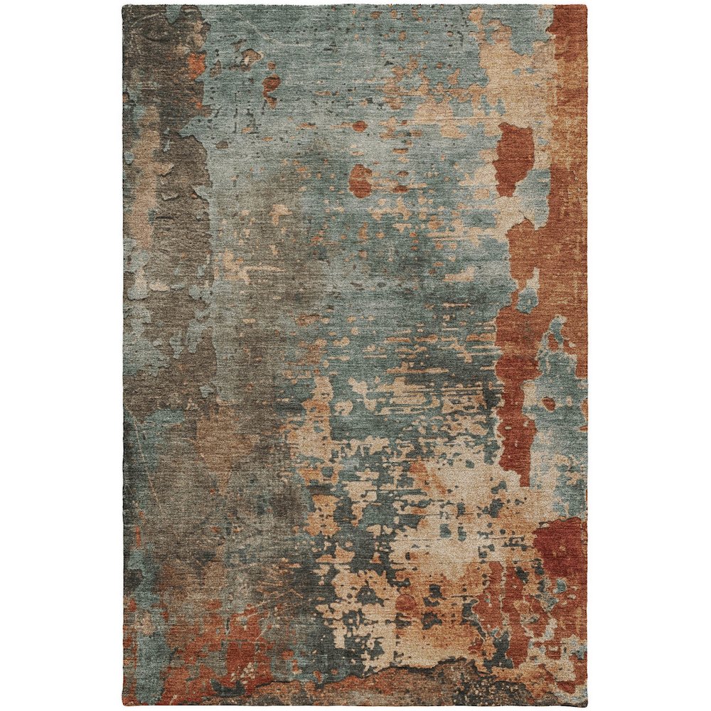 Luxury Washable Indoor/Outdoor Kochi Teal 10' x 14' Rug. Picture 1