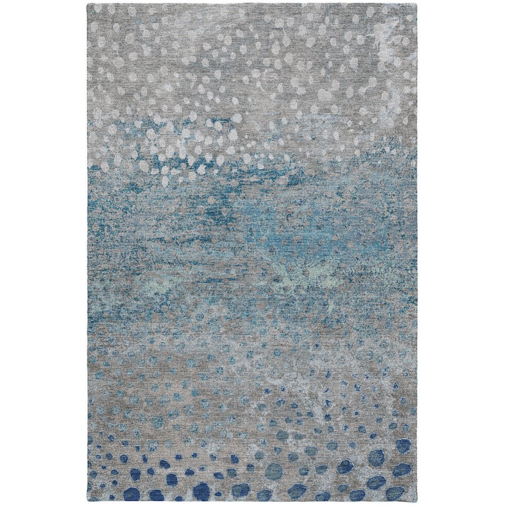 Luxury Washable Indoor/Outdoor Kochi Gray 10' x 14' Rug. Picture 1