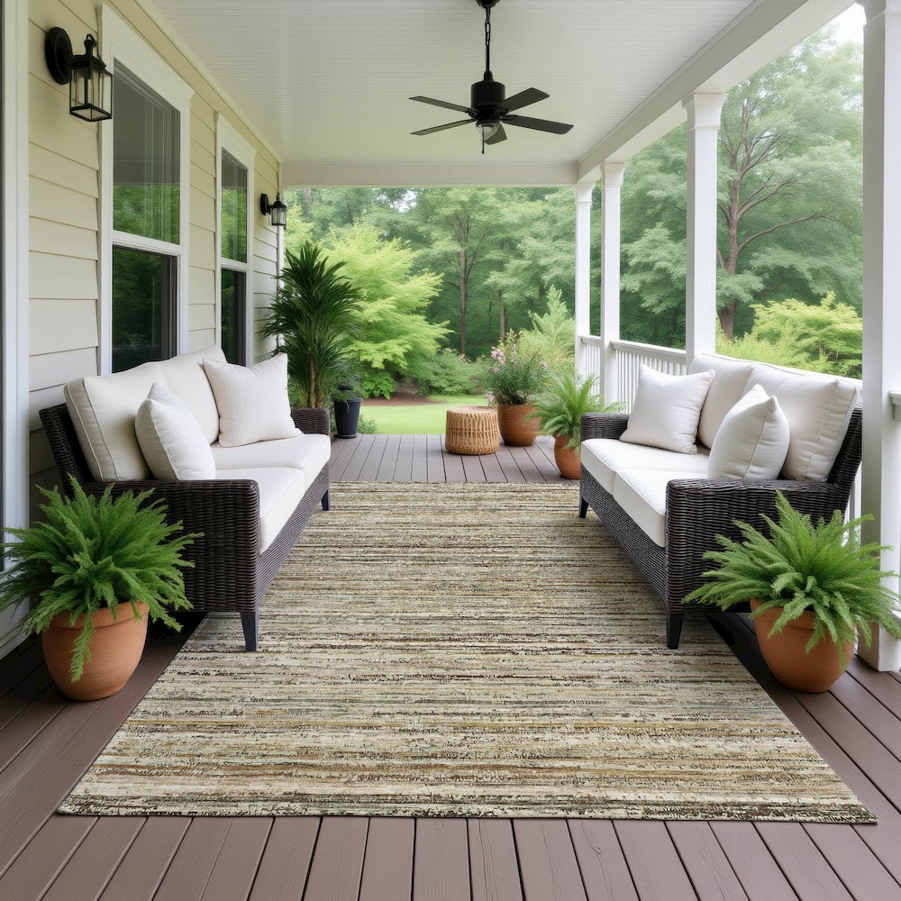 Luxury Washable Indoor/Outdoor Kochi Mocha 10' x 14' Rug. Picture 6