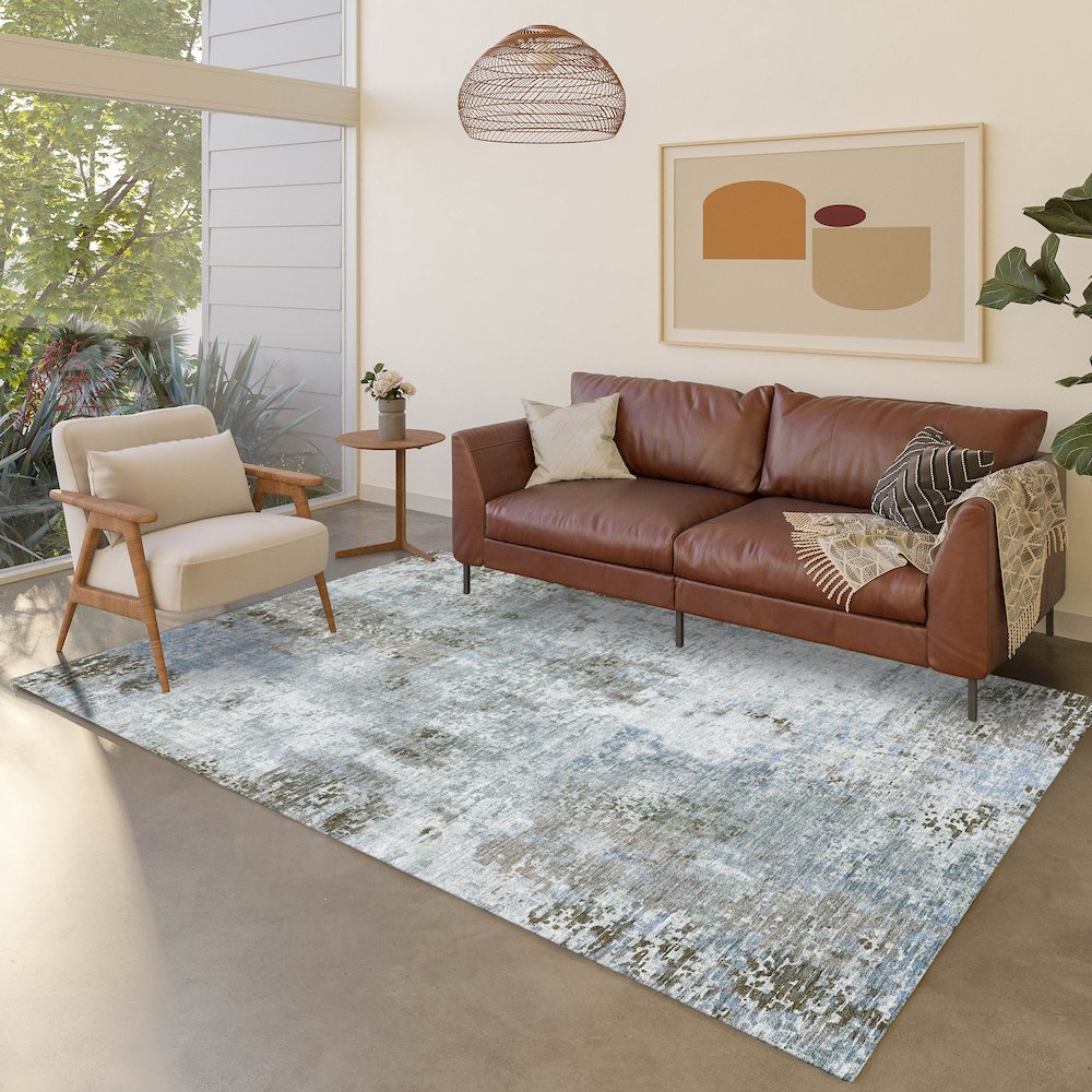 Luxury Washable Indoor/Outdoor Kochi Mocha 10' x 14' Rug. Picture 5