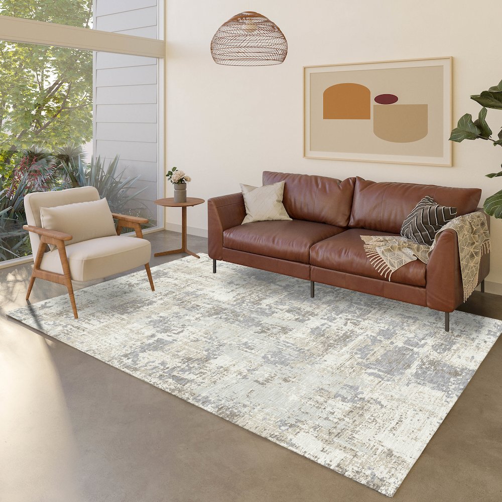 Luxury Washable Indoor/Outdoor Kochi Linen 10' x 14' Rug. Picture 5