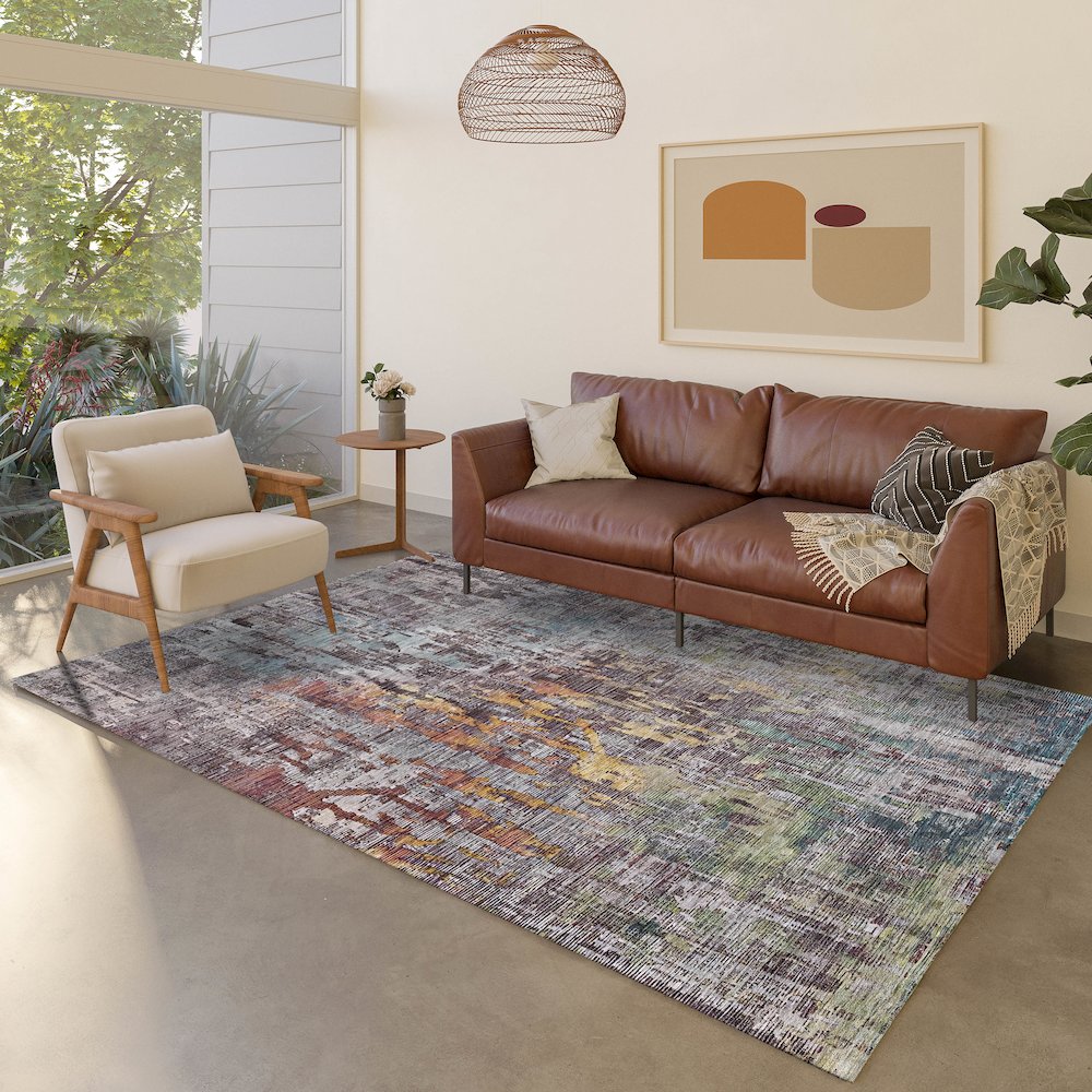 Luxury Washable Indoor/Outdoor Kochi Plum 10' x 14' Rug. Picture 5