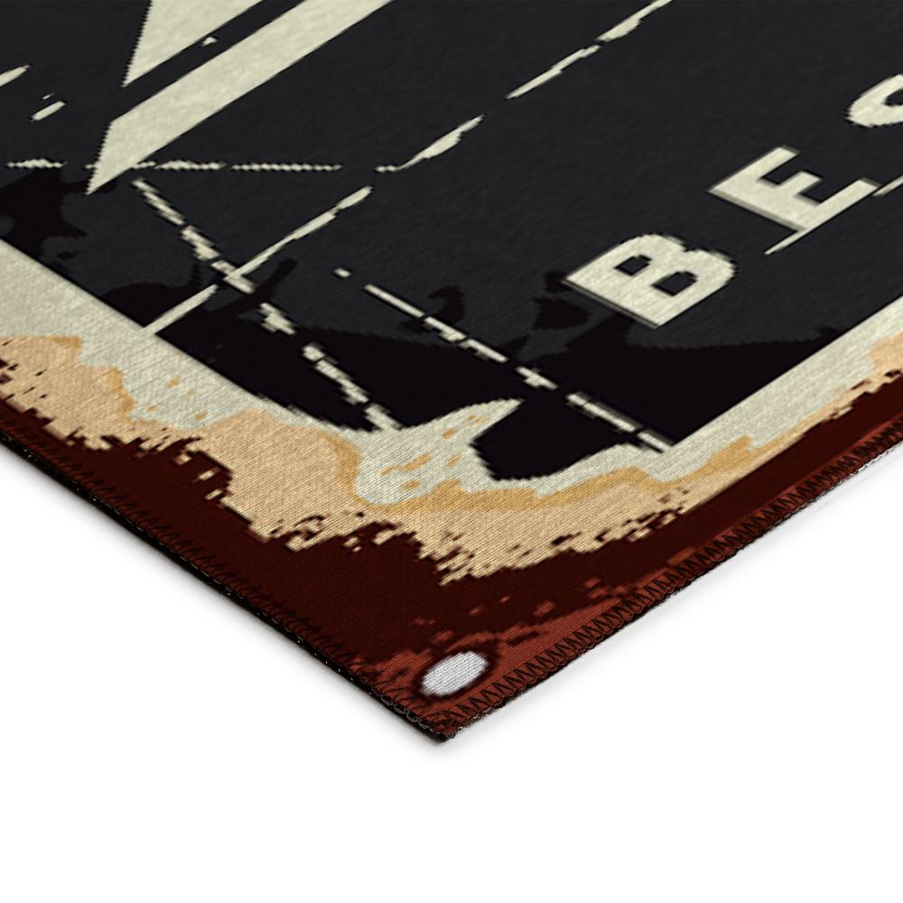 Indoor/Outdoor Kendall KE11 Black Washable 2'3" x 7'6" Runner Rug. Picture 5