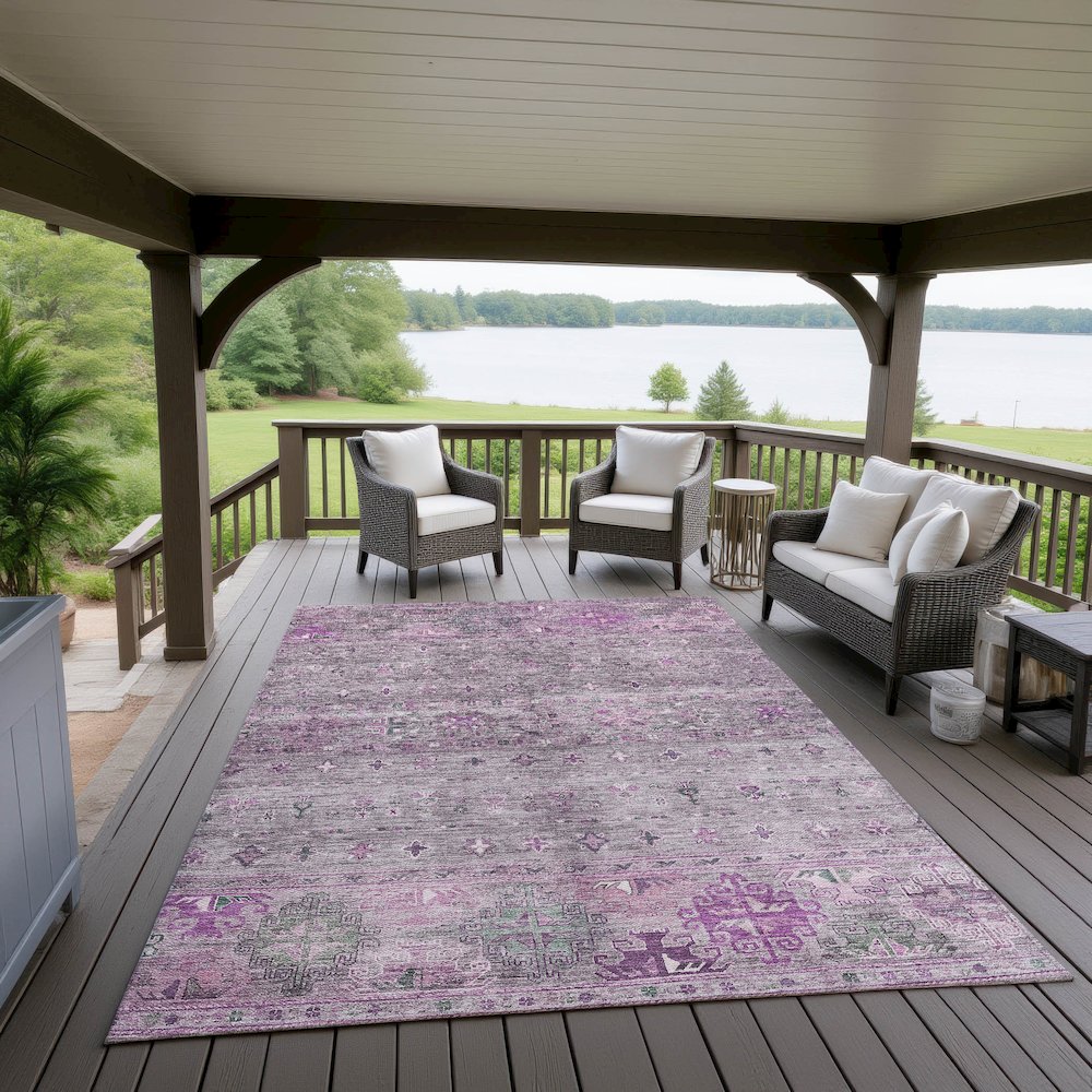 Indoor/Outdoor Karaj Purple 10' x 14' Rug. Picture 6