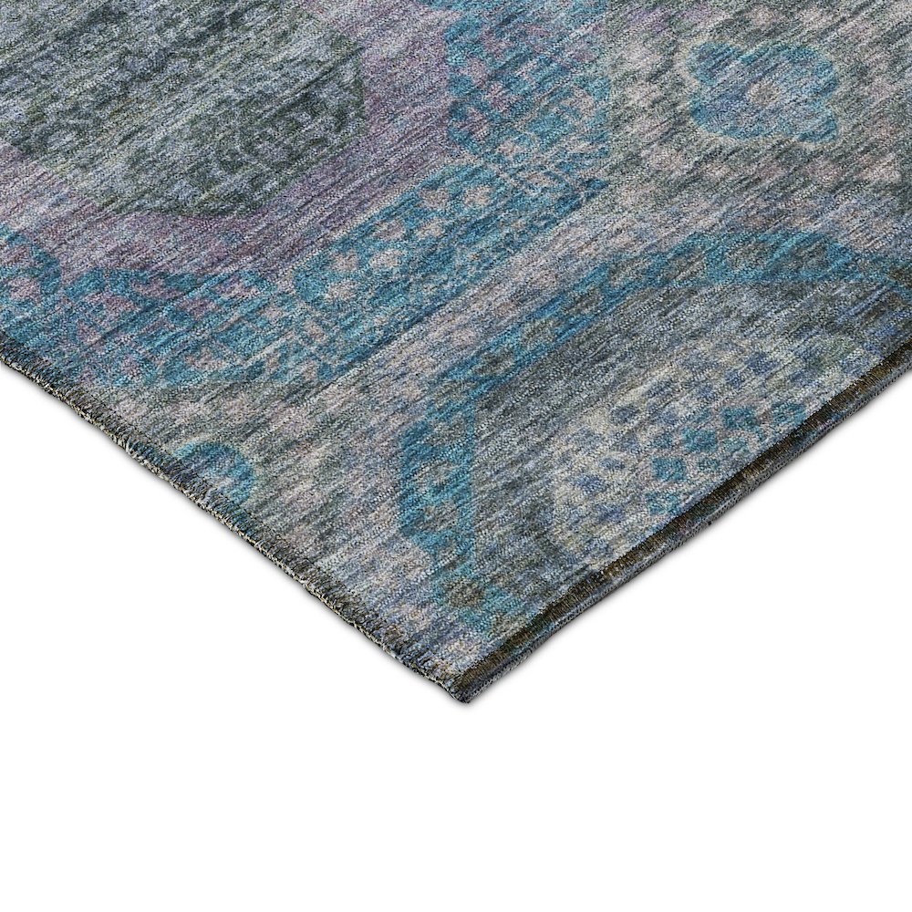 Indoor/Outdoor Karaj Blue 8' x 8' Round Rug. Picture 2