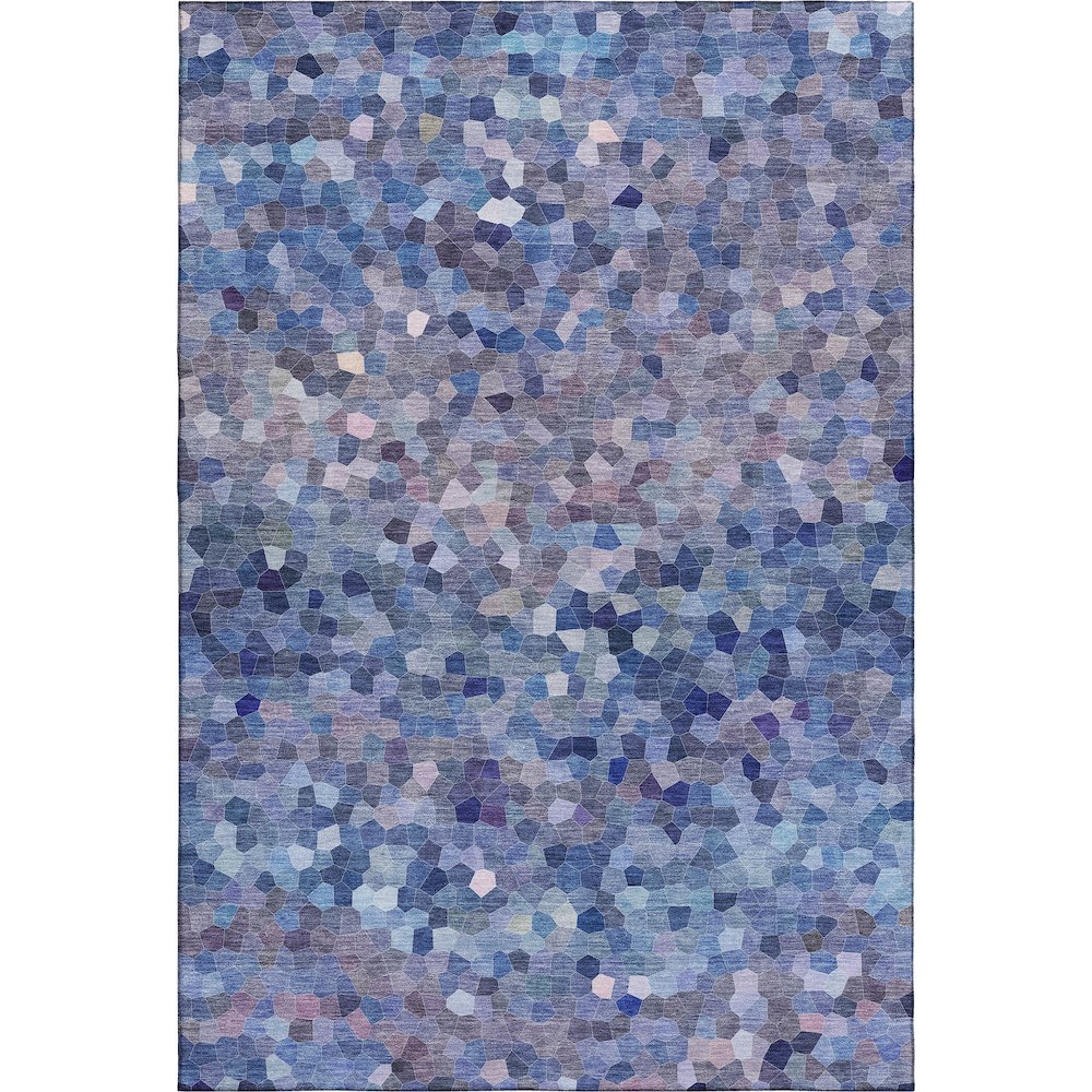 Luxury Washable Indoor/Outdoor Kaleidoscope KL1 Blue 10' x 14' Rug. Picture 1