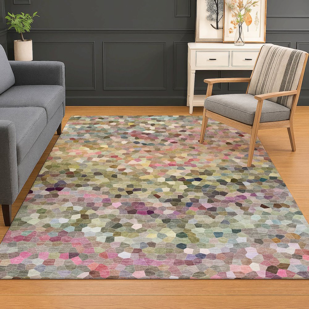 Luxury Washable Indoor/Outdoor Kaleidoscope KL1 Multi 10' x 14' Rug. Picture 6