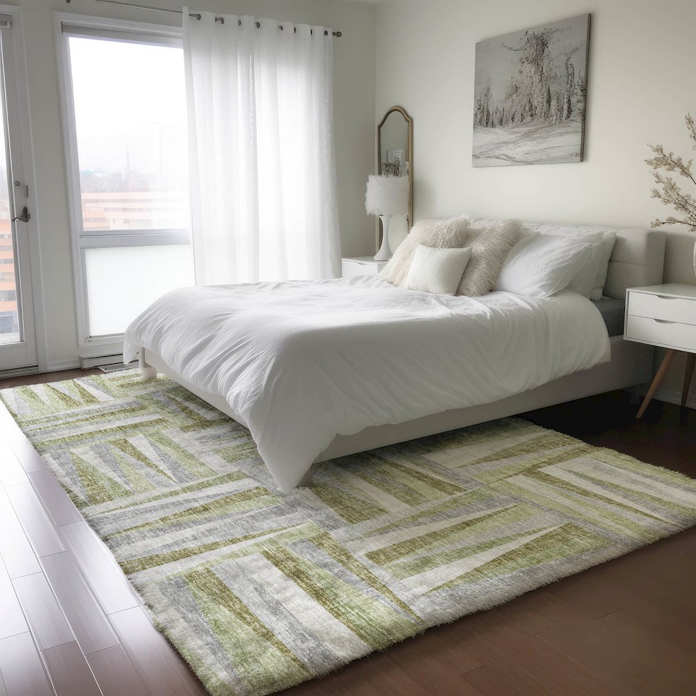 Luxury Washable Lorenzo Green 10' x 14' Rug. Picture 5