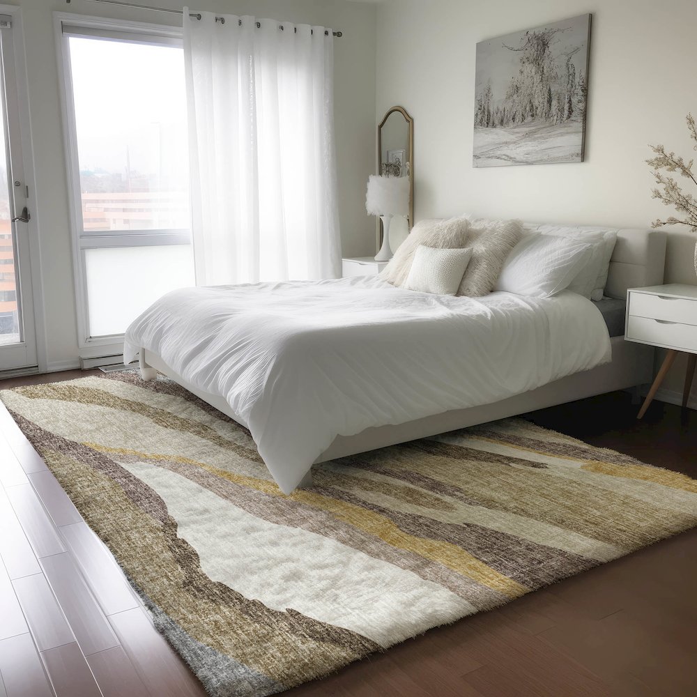 Luxury Washable Lorenzo Beige 10' x 14' Rug. Picture 5