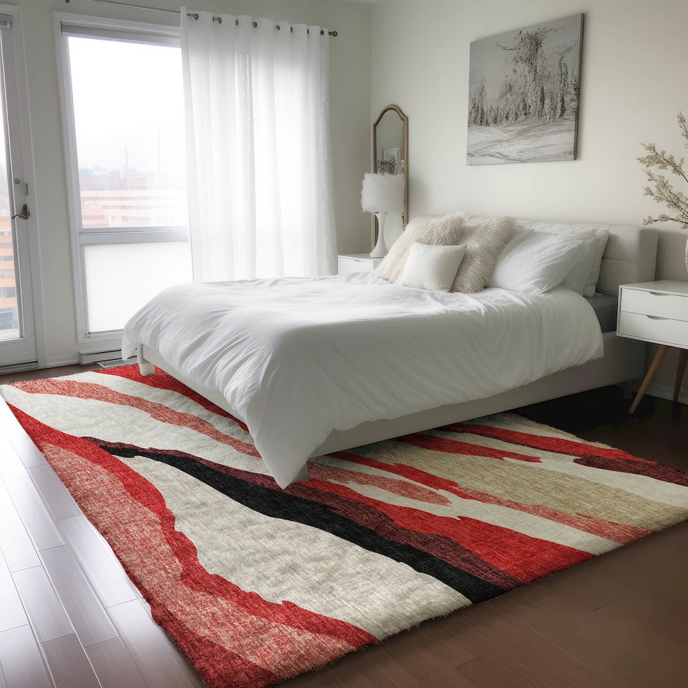 Luxury Washable Lorenzo Red 10' x 14' Rug. Picture 5