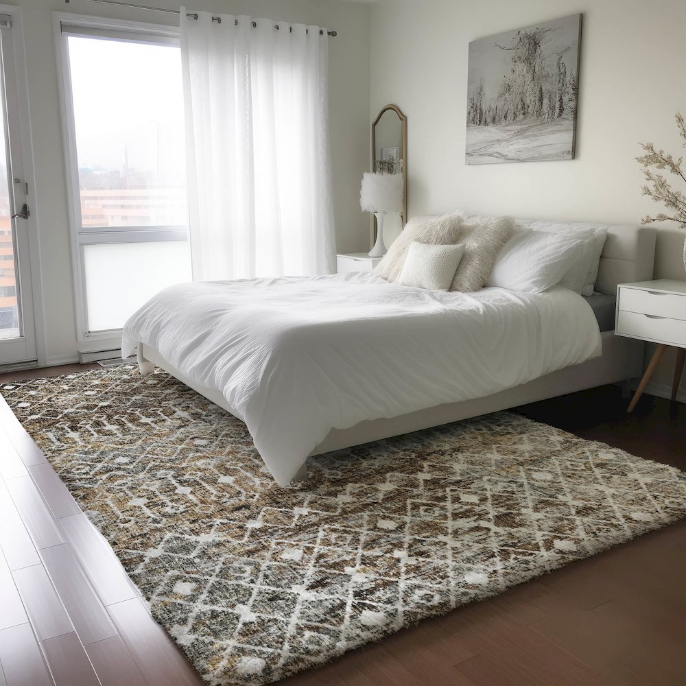 Luxury Washable Lorenzo Brown 10' x 14' Rug. Picture 5