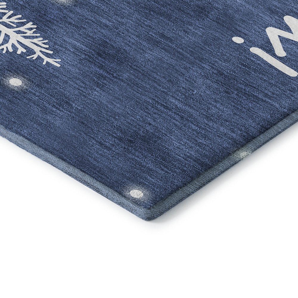 Luxury Washable Indoor/Outdoor Merry & Bright Navy 8' x 8' Round Rug. Picture 2