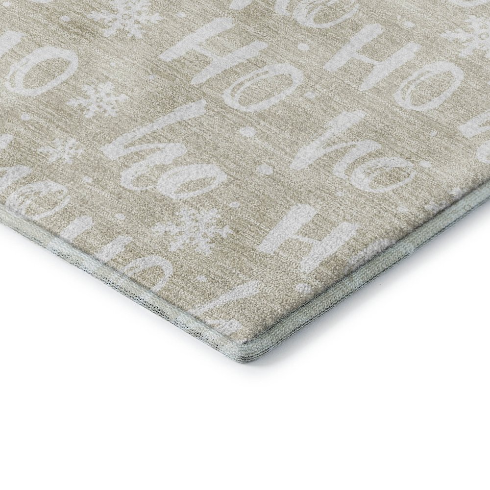Luxury Washable Indoor/Outdoor Merry & Bright Beige 8' x 8' Round Rug. Picture 2