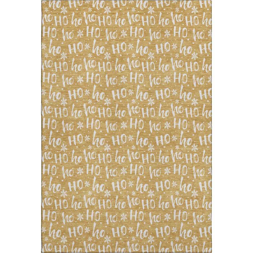 Luxury Washable Indoor/Outdoor Merry & Bright Gold 10' x 14' Rug. Picture 1