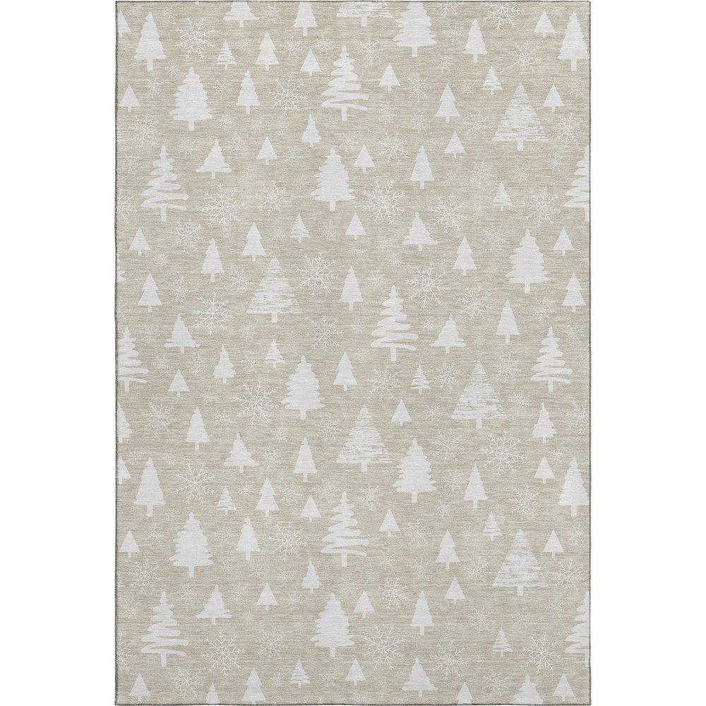 Luxury Washable Indoor/Outdoor Merry & Bright Beige 10' x 14' Rug. Picture 1